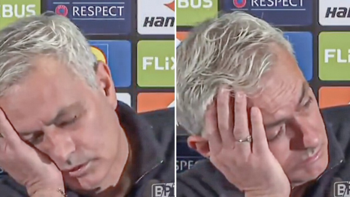 Momen Lucu Jose Mourinho Pura-Pura Tertidur saat Wartawan Bertanya