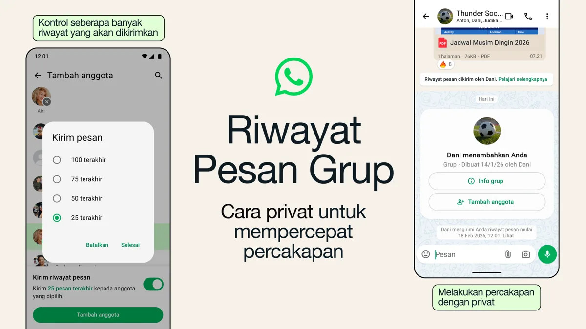 WhatsApp Makin Canggih, Kini Admin Bisa 'Spill' Chat Lama ke Anggota Baru Secara Aman 1 WhatsApp Makin Canggih, Kini Admin Bisa 'Spill' Chat Lama ke Anggota Baru Secara Aman