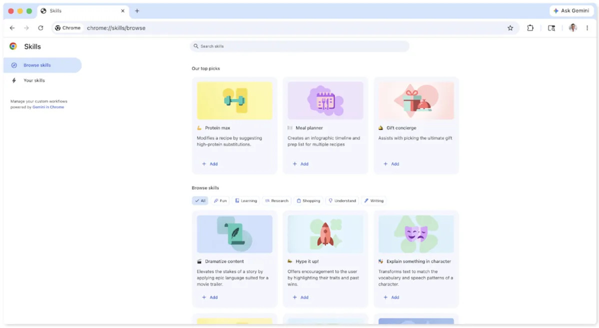 Cara Pakai Fitur Skills di Chrome, Simpan Prompt Gemini Favorit Tanpa Ribet Ketik Ulang 1 Cara Pakai Fitur Skills di Chrome, Simpan Prompt Gemini Favorit Tanpa Ribet Ketik Ulang