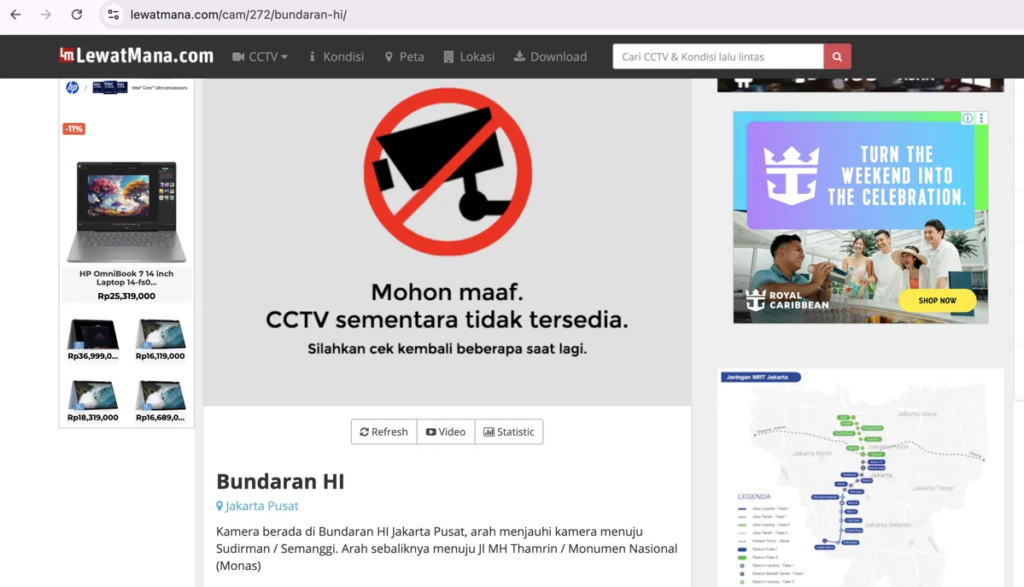 CCTV Bundaran HI Tidak Bisa Diakses Saat Demo BEM UI