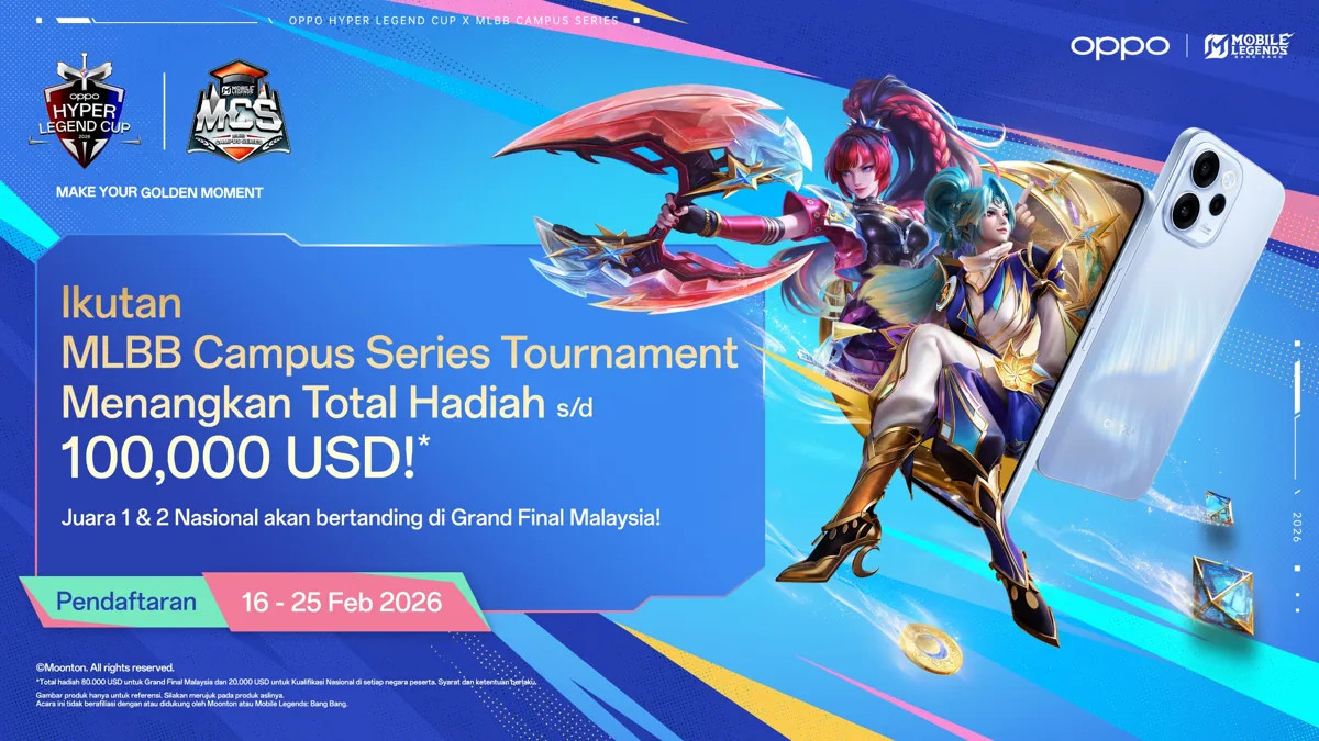 OPPO Hyper Legend Cup x MLBB Campus Series 2026 Resmi Dibuka, Total Hadiah USD 100.000