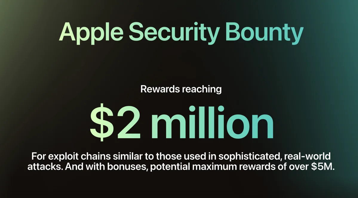 Apple Tawarkan Hadiah hingga US$2 Juta untuk Temuan Celah Keamanan, Bisa Tembus US$5 Juta